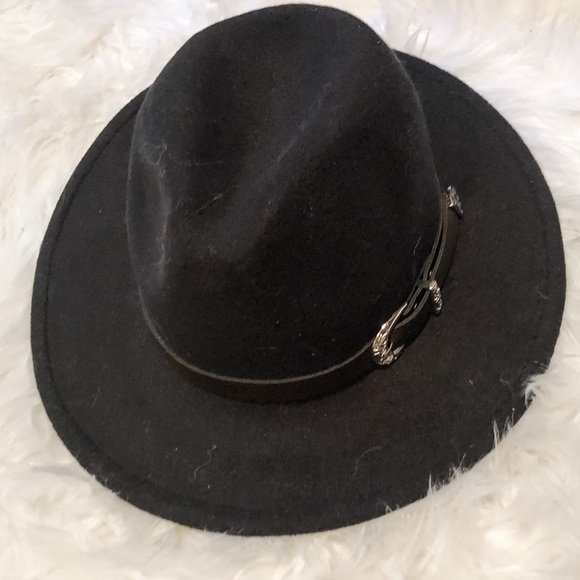 Boho/Western Style Felt Hat / Black / Belted - Picture 3 of 5